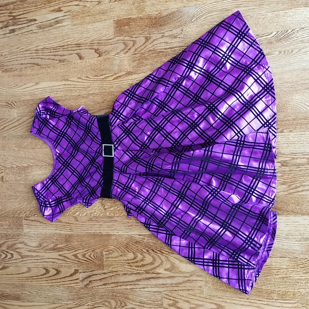 (10) Jona Michelle Deep Violet Dress Full Skirt Cute Belt Velvet Jewel Tone